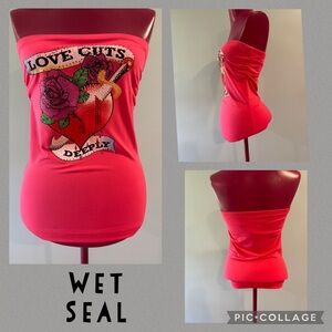 Wet Seal Y2K Women's Pink Strapless Top size M